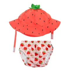 Zoocchini Bañador y gorro Fresa New