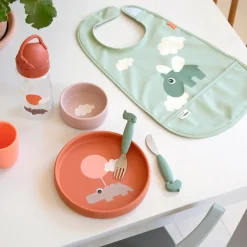 Done by Deer Babero Velcro Happy Clouds Green · Hot