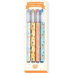 Djeco Estuche 4 rotuladores metálicos Elodie · Lovely Paper Sale