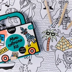 Omy Mini Pocket Atlas para colorear + 4 lápices · Clearance