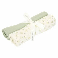 Little Dutch Muselina Algodón Orgánico Blueberry Leaves Sage 70x70 · Clearance