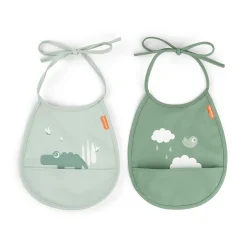 Done by Deer Pack de 2 baberos mini con bolsillo Croco Green · Sale