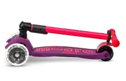 Micro Patinete Maxi Deluxe Plegable Neón LED · Lila/Rosa Hot