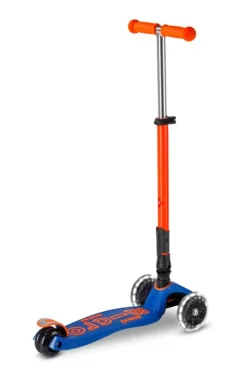 Micro Patinete Maxi Deluxe Plegable Neón LED · Azul/Naranja Best