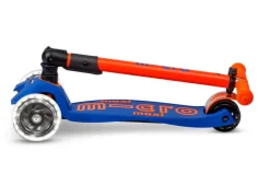 Micro Patinete Maxi Deluxe Plegable Neón LED · Azul/Naranja Best