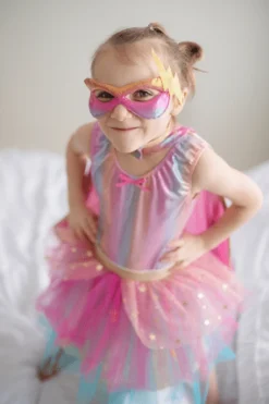 Great Pretenders Pink Super Duper Tutú, capa y máscara · 4-6 años